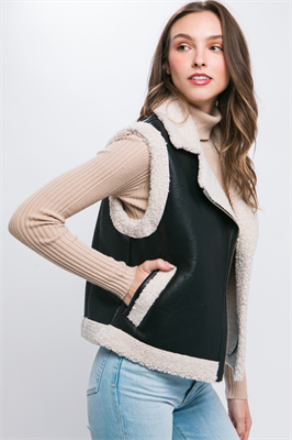 Faux Leather Shearling Vest