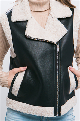 Faux Leather Shearling Vest