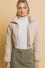 Cropped Zip Up Puffer Jacket