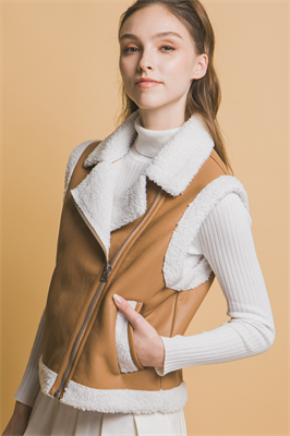 Faux Leather Shearling Vest