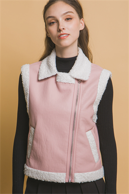 Faux Leather Shearling Vest
